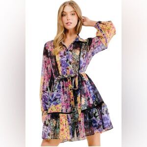 Zara Ruffled Tiered Long Sleeve Dress